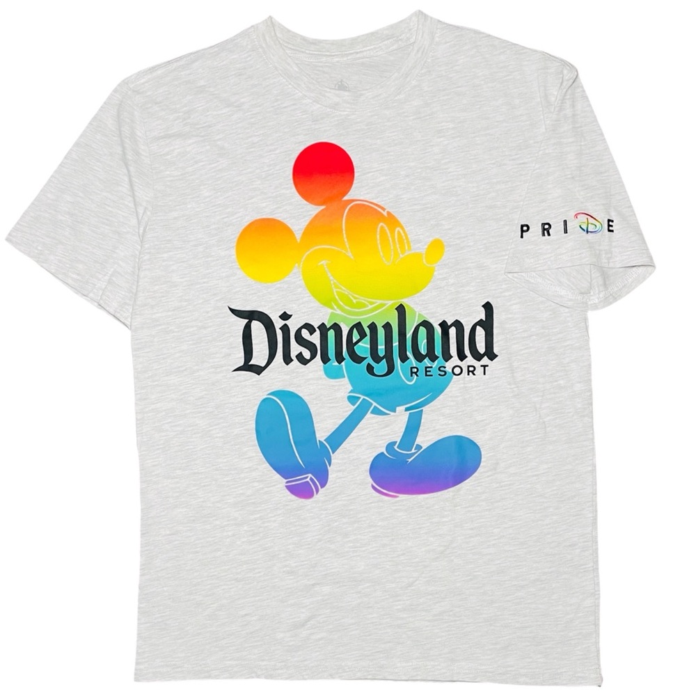 DISNEY Parks Pride Mickey Mouse T Shirt Disneyland Womens Small Rainbow Gray